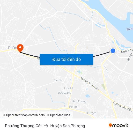 Phường Thượng Cát to Huyện Đan Phượng map