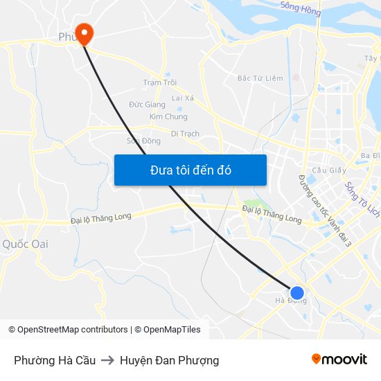 Phường Hà Cầu to Huyện Đan Phượng map
