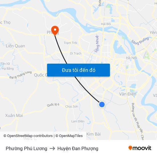 Phường Phú Lương to Huyện Đan Phượng map