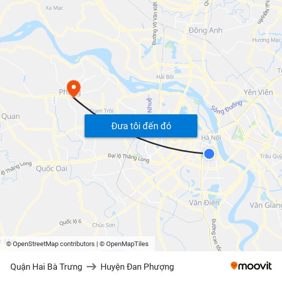 Quận Hai Bà Trưng to Huyện Đan Phượng map