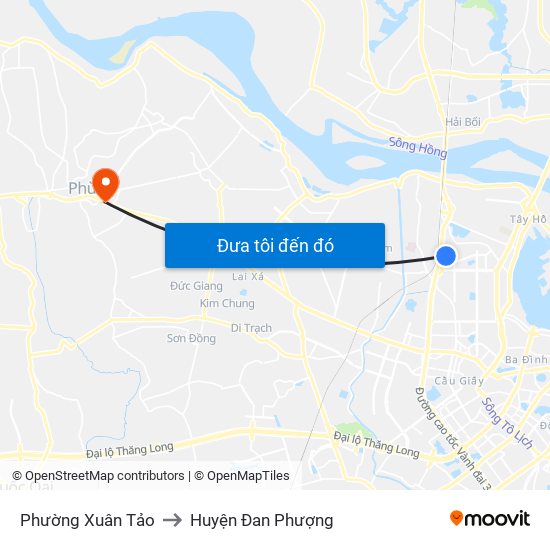 Phường Xuân Tảo to Huyện Đan Phượng map