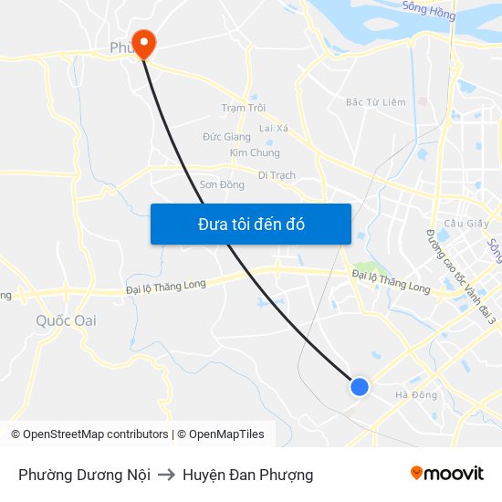 Phường Dương Nội to Huyện Đan Phượng map