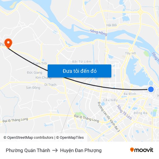 Phường Quán Thánh to Huyện Đan Phượng map