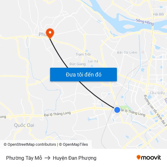 Phường Tây Mỗ to Huyện Đan Phượng map