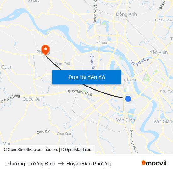 Phường Trương Định to Huyện Đan Phượng map