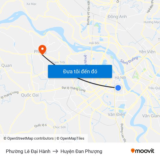 Phường Lê Đại Hành to Huyện Đan Phượng map