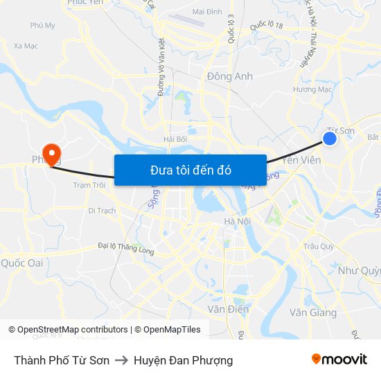 Thành Phố Từ Sơn to Huyện Đan Phượng map