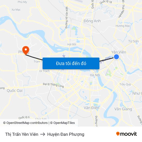 Thị Trấn Yên Viên to Huyện Đan Phượng map