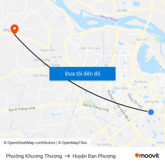 Phường Khương Thượng to Huyện Đan Phượng map