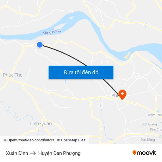 Xuân Đình to Huyện Đan Phượng map