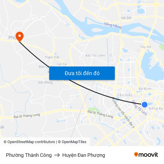 Phường Thành Công to Huyện Đan Phượng map