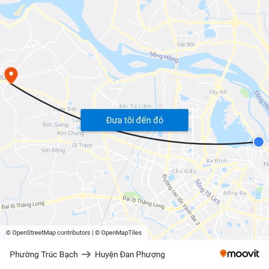 Phường Trúc Bạch to Huyện Đan Phượng map