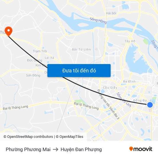 Phường Phương Mai to Huyện Đan Phượng map