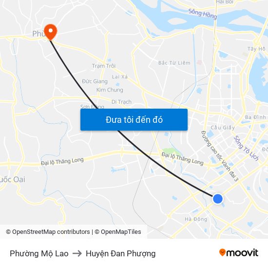 Phường Mộ Lao to Huyện Đan Phượng map