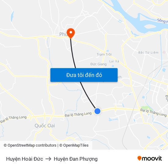 Huyện Hoài Đức to Huyện Đan Phượng map