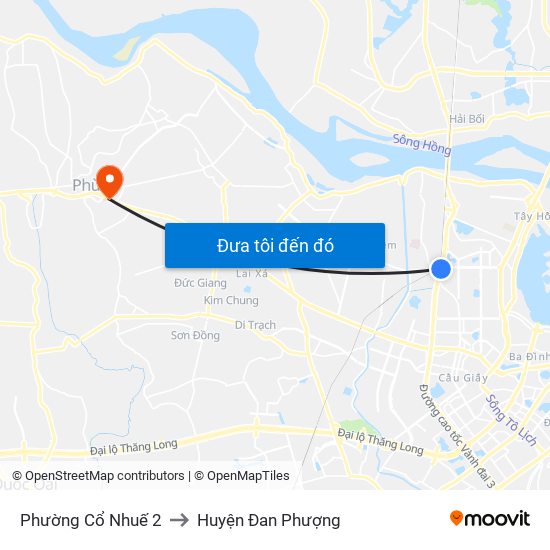 Phường Cổ Nhuế 2 to Huyện Đan Phượng map