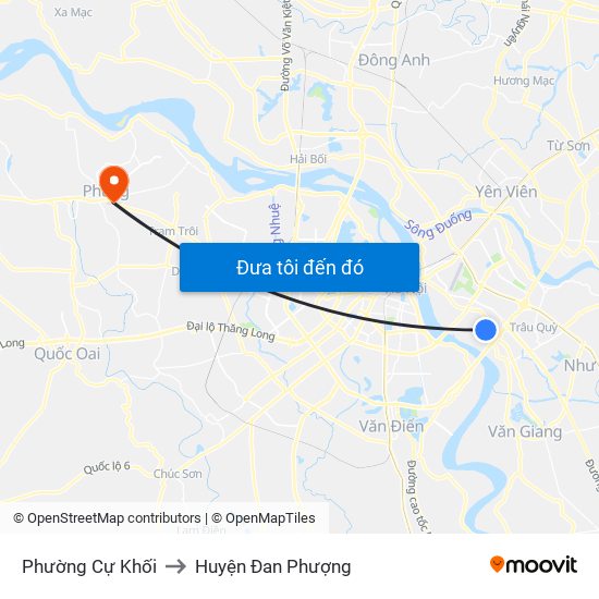 Phường Cự Khối to Huyện Đan Phượng map