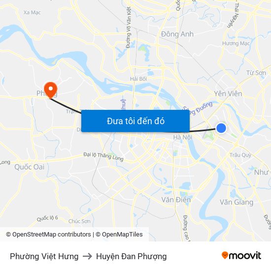 Phường Việt Hưng to Huyện Đan Phượng map