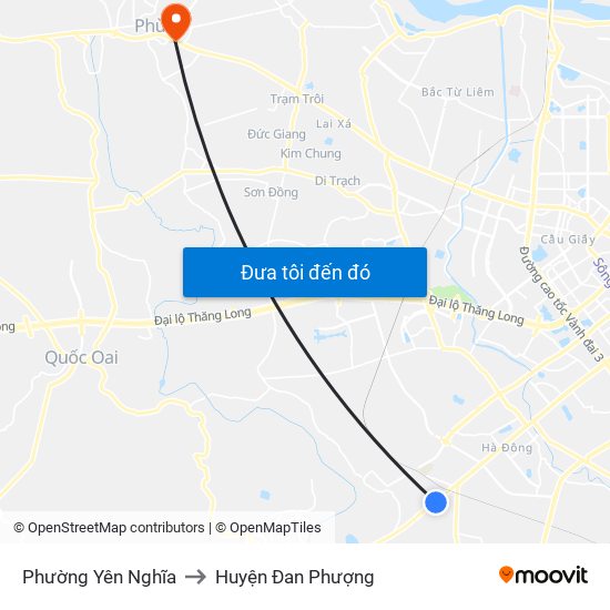 Phường Yên Nghĩa to Huyện Đan Phượng map