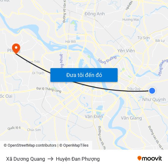 Xã Dương Quang to Huyện Đan Phượng map