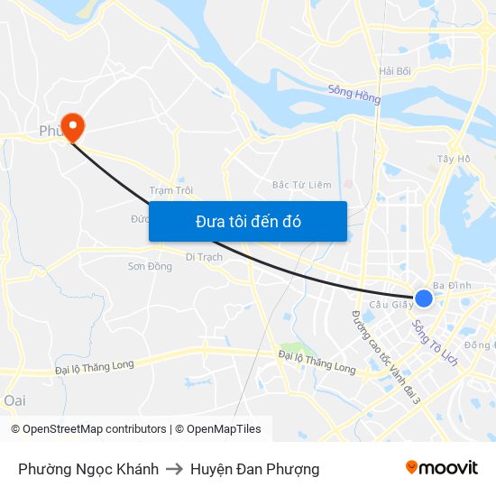 Phường Ngọc Khánh to Huyện Đan Phượng map