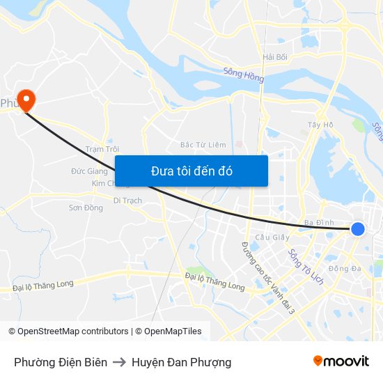 Phường Điện Biên to Huyện Đan Phượng map