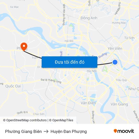 Phường Giang Biên to Huyện Đan Phượng map