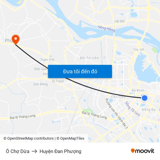 Ô Chợ Dừa to Huyện Đan Phượng map