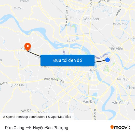 Đức Giang to Huyện Đan Phượng map
