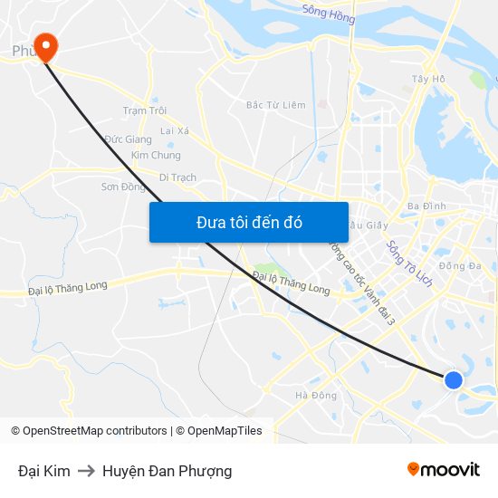 Đại Kim to Huyện Đan Phượng map