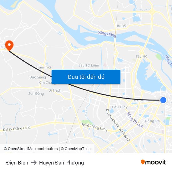 Điện Biên to Huyện Đan Phượng map