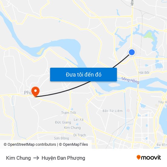 Kim Chung to Huyện Đan Phượng map