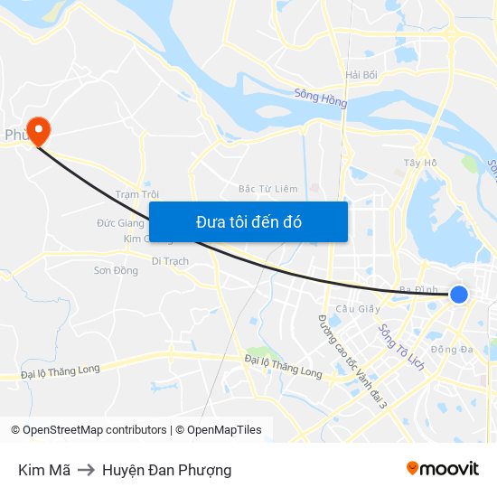 Kim Mã to Huyện Đan Phượng map