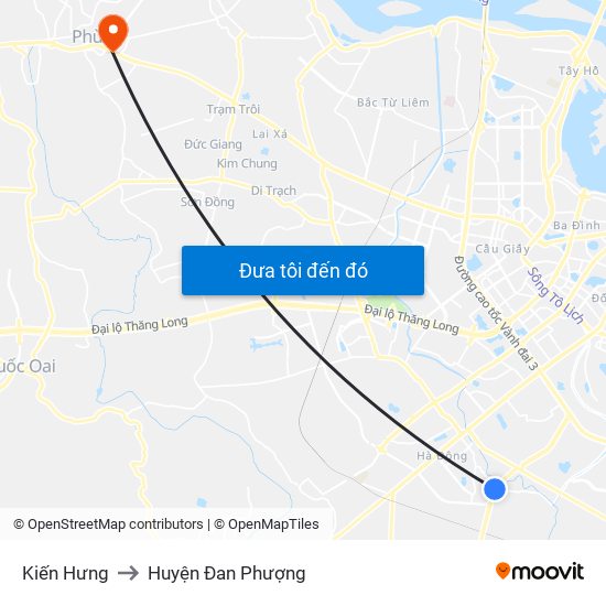 Kiến Hưng to Huyện Đan Phượng map