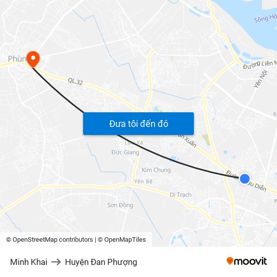 Minh Khai to Huyện Đan Phượng map