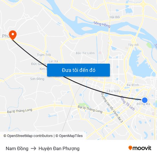 Nam Đồng to Huyện Đan Phượng map