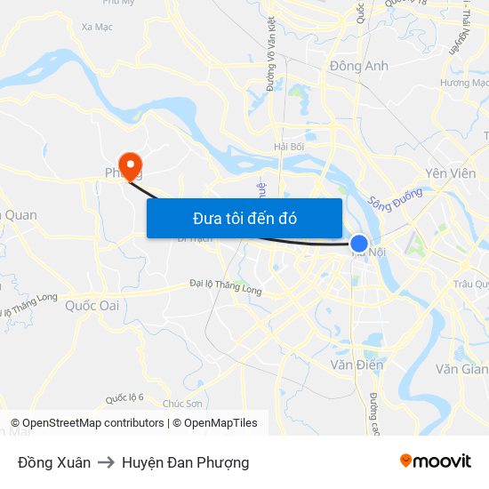 Đồng Xuân to Huyện Đan Phượng map