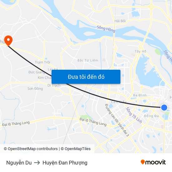 Nguyễn Du to Huyện Đan Phượng map