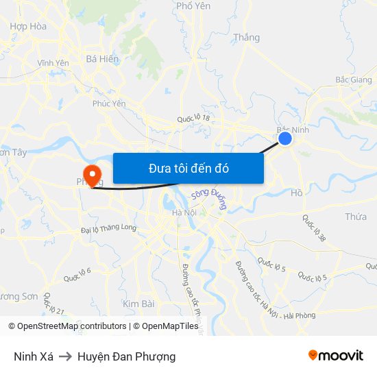 Ninh Xá to Huyện Đan Phượng map