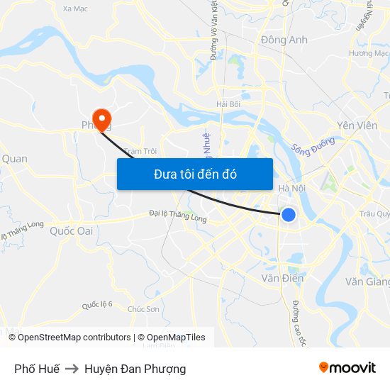 Phố Huế to Huyện Đan Phượng map