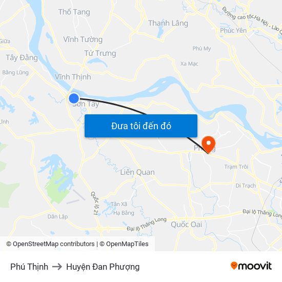 Phú Thịnh to Huyện Đan Phượng map