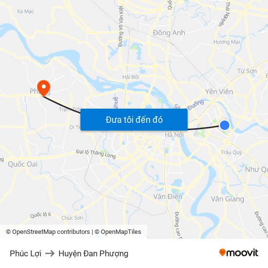 Phúc Lợi to Huyện Đan Phượng map