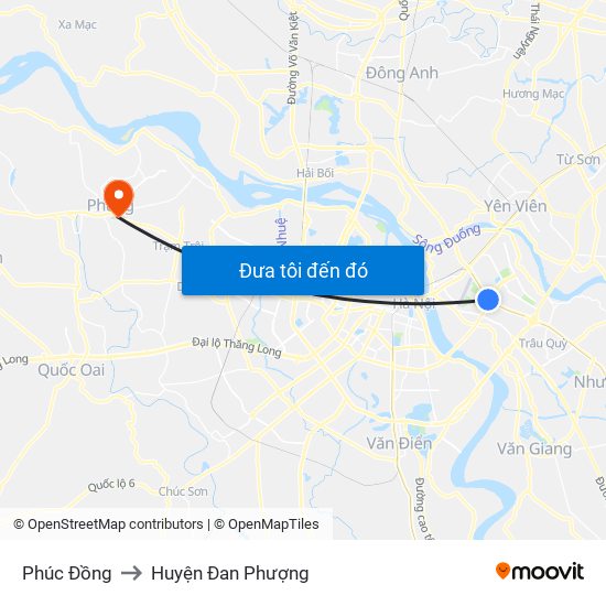 Phúc Đồng to Huyện Đan Phượng map