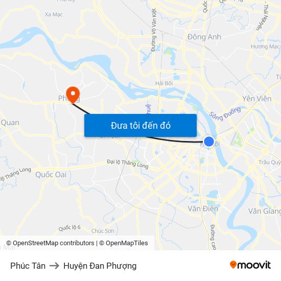 Phúc Tân to Huyện Đan Phượng map