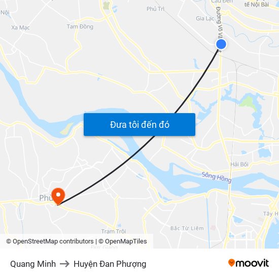 Quang Minh to Huyện Đan Phượng map