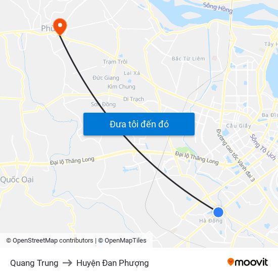 Quang Trung to Huyện Đan Phượng map