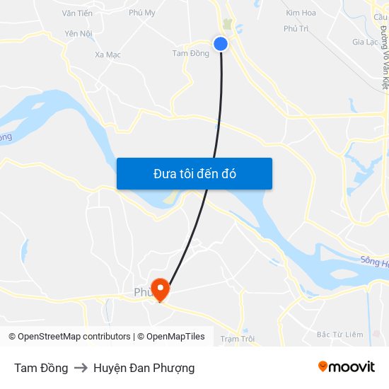 Tam Đồng to Huyện Đan Phượng map