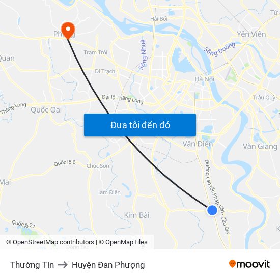 Thường Tín to Huyện Đan Phượng map