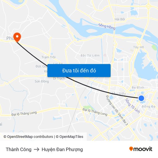 Thành Công to Huyện Đan Phượng map