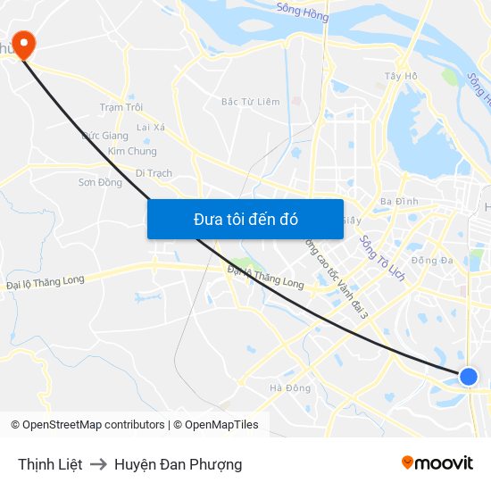 Thịnh Liệt to Huyện Đan Phượng map